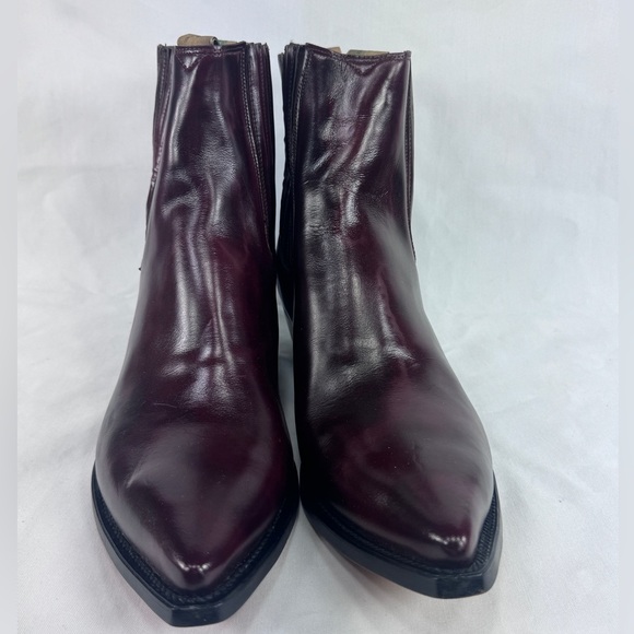 VTG Nogales Chelsea Stacked Heel Ankle Cowboy Boot Handmade Mexico Burgundy 11.5 main image 16
